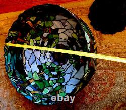 AMBIANCE TIFFANY STYLE LAMP STAINED GLASS SHADE TREES SKY BRONZE FINISH with TAG