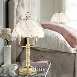 Accent Table Lamps 19 1/2 Set of 2 Touch Switch Brass Glass for Bedroom