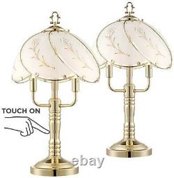 Accent Table Lamps 19 1/2 Set of 2 Touch Switch Brass Glass for Bedroom