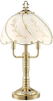 Accent Table Lamps 19 1/2 Set of 2 Touch Switch Brass Glass for Bedroom