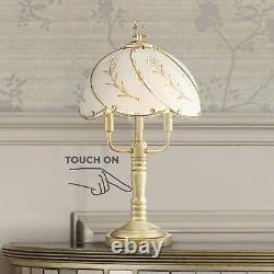 Accent Table Lamps 19 1/2 Set of 2 Touch Switch Brass Glass for Bedroom