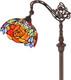 Adjustable Tiffany Style Stained Glass Floor Lamp Red Yellow Rose Design