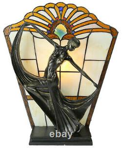 Amber Art Deco Stained Glass Lamp, Table Lamp, Stained Glass