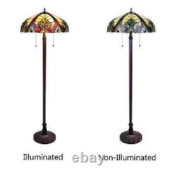Amber Victorian Traditional Floor Lamp Tiffany Style Stained Glass 64.5in