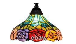 Amora Lighting 62 in. Tiffany Style Roses Reading Floor Lamp