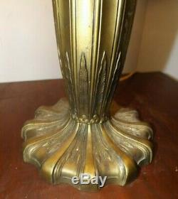 Antique 1900s Pittsburgh Co. Iridesc. Stained Slag Glass Art Nouveau Table Lamp