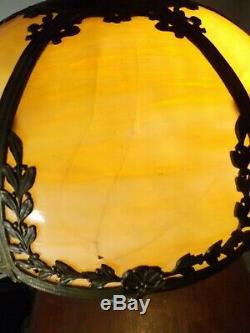 Antique 1900s Pittsburgh Co. Iridesc. Stained Slag Glass Art Nouveau Table Lamp