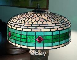 Antique 1920s Gorgeous H. E. Rainaud Slag Stained Leaded Art Glass Lamp Exc Cond