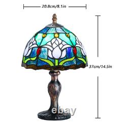 Antique Art Craft Table Light in the Tiffany Style Stained Glass Crystal Bead