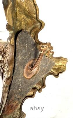 Antique Art Nouveau Cast Iron Stained Glass Electric Lamp e