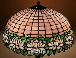 Antique Arts & Crafts Handel Leaded Slag Stained Glass Water Lily Table Lamp