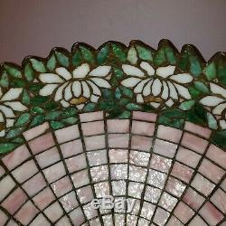 Antique Arts & Crafts Handel Leaded Slag Stained Glass Water Lily Table Lamp