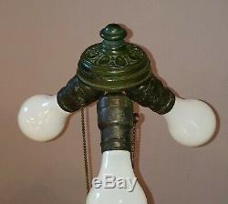 Antique Arts & Crafts Wilkinson Leaded Slag Stained Glass Floral Table Lamp