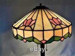 Antique BRADLEY & HUBBARD B&H LampArts & CraftsMissionLeaded Stain GlassSlag
