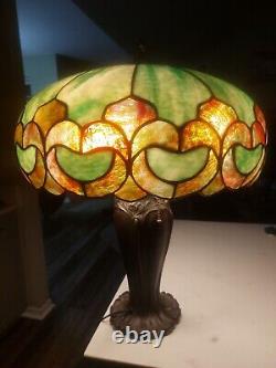 Antique Bradley And Hubbard Leaded Slag Glass Lamp