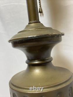 Antique Brass Urn Table Lamp Base For Stained Slag Glass Double Socket 2 Light