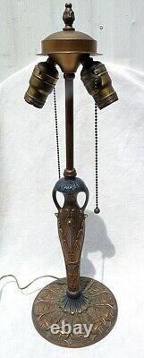 Antique Bronzed Iron Table Lamp Base for Stained Glass or Domed Shade #1621