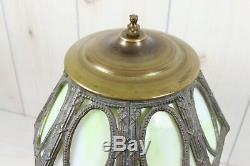 Antique Deco Cherub Lamp Leaded Stained Slag Glass Table Desk Parlor Figural