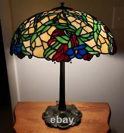 Antique Early Leaded Slag Stained Glass Table Lamp Handel Duffner Tiffany Era