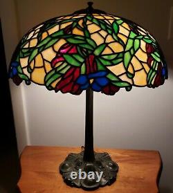 Antique Early Leaded Slag Stained Glass Table Lamp Handel Duffner Tiffany Era