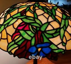 Antique Early Leaded Slag Stained Glass Table Lamp Handel Duffner Tiffany Era