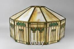 Antique Handel Arts & Crafts Slag Glass Panel Table Lamp Shade Signed