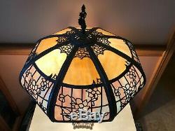 Antique Immaculate Empire of Chicago Lamp 16 Panel Leaded Stained Slag Glass