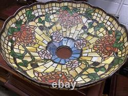 Antique Leaded Glass Chrysanthemum Lamp