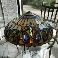 Antique Leaded Stained Slag Art Glass Swag Lamp Shade. Tiffany. Handel