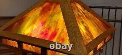 Antique Mission Oak Slag Stained Glass PETERSON ART Floor Lamp Arts & Crafts 60