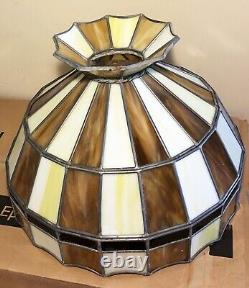 Antique Orange Creamsicle Tiffany Style Lamp Stained Glass 19 3/8 Chandelier