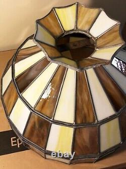 Antique Orange Creamsicle Tiffany Style Lamp Stained Glass 19 3/8 Chandelier