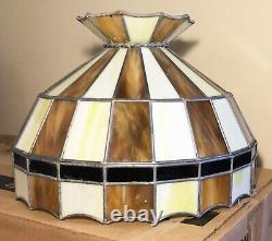 Antique Orange Creamsicle Tiffany Style Lamp Stained Glass 19 3/8 Chandelier