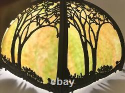Antique Rare GEM Tiffany Style Slag Glass Stained Glass Lamp Shade Canopy Set Up