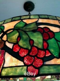 Antique Rare Williamson Stained Glass Leaded Chandelier Shade