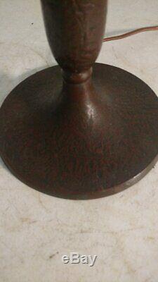Antique Signed Handel 3 socket table Lamp for leaded/stained glass shade