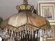 Antique Slag Lamp, Stained Glass, Bent Glass Hanging Lamp