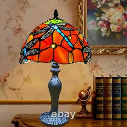 Antique Style Tiffany Dragonfly Design Table Desk Lamp Hand Crafted Glass shade