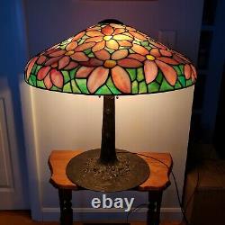 Antique Suess Poinsettia Leaded Slag Stained Glass Lamp Duffner Handel Tiffany