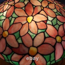 Antique Suess Poinsettia Leaded Slag Stained Glass Lamp Duffner Handel Tiffany