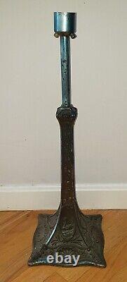 Antique Swan Theme Leaded Slag Stained Glass Lamp Base Miller Empire Parker