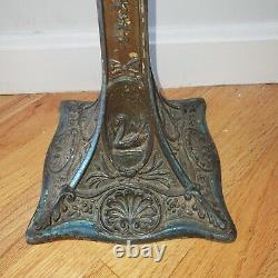 Antique Swan Theme Leaded Slag Stained Glass Lamp Base Miller Empire Parker