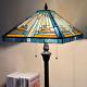 Antique Tiffany Floor Lamp 2-lights16''w63''h Mission Style Stained Glass F