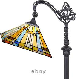 Antique Tiffany Floor Lamp H62 Adjustable Stained Glass Reading Light