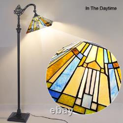 Antique Tiffany Floor Lamp H62 Adjustable Stained Glass Reading Light