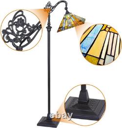 Antique Tiffany Floor Lamp H62 Adjustable Stained Glass Reading Light