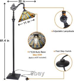 Antique Tiffany Floor Lamp H62 Adjustable Stained Glass Reading Light