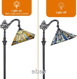 Antique Tiffany Floor Lamp H62 Adjustable Stained Glass Reading Light