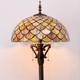 Antique Tiffany Floor Lamp With Brown Fish Scale Stained Glass For Home Decor