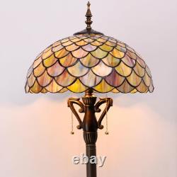 Antique Tiffany Floor Lamp with Brown Fish Scale Stained Glass for Home Decor Antique Tiffany Floor Lamp with Brown Fish Scale Stained Glass for Home Decor